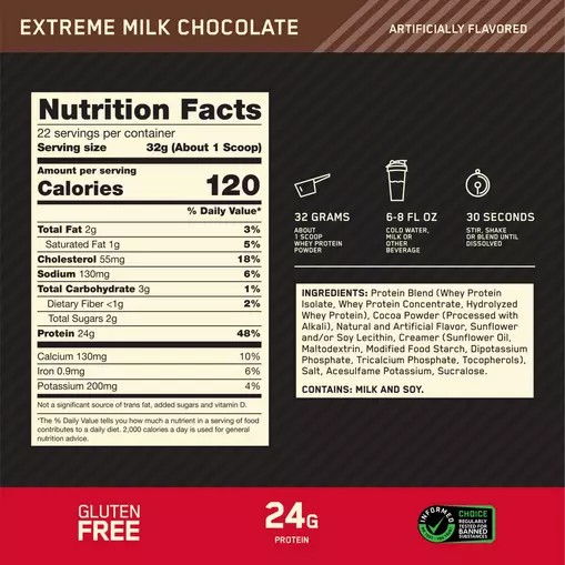 Optimum Nutrition GOLD STANDARD 100% WHEY™ Extreme Milk Chocolate 2 lb (28 Servings) Mexico | 942753XGB