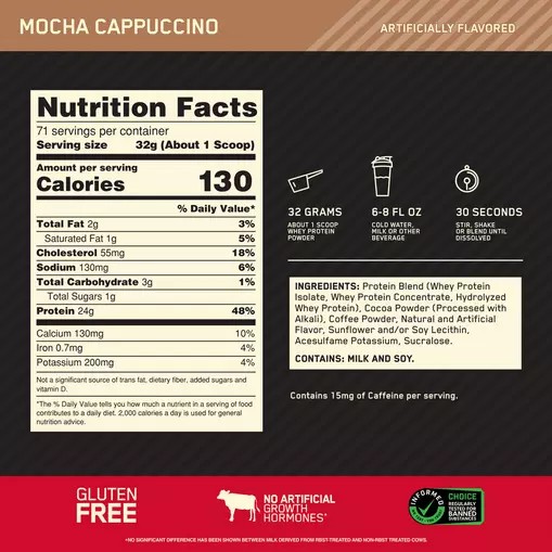Optimum Nutrition GOLD STANDARD 100% WHEY™ Mocha Cappuccino 5 lb (71 Servings) Mexico | 157326IVG